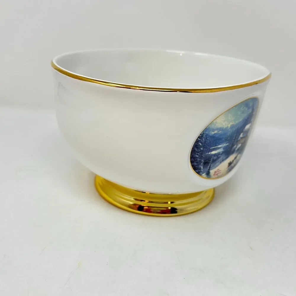 Vintage Thomas Kinkade Sunday Evening Sleigh Ride Porcelain Bowl Teleflora Xmas